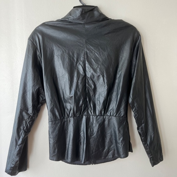 JLUXLABEL Sz M Black Full Zip Jacket Mock Neck Lightweight Stretch - Picture 2 of 7